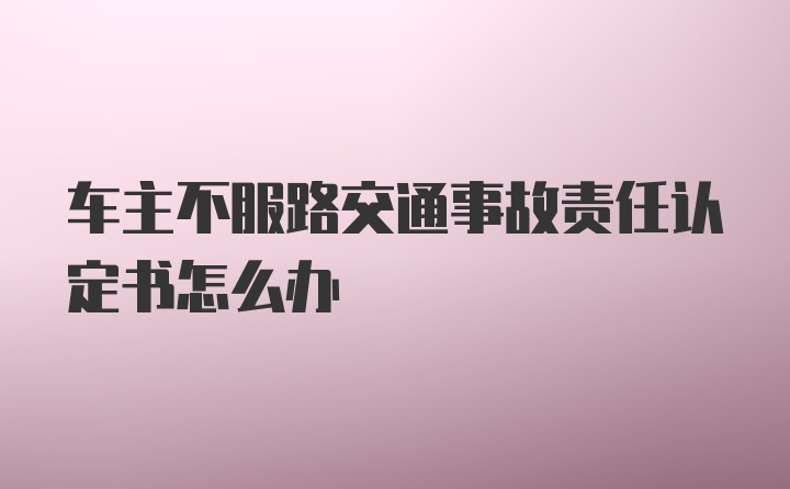 车主不服路交通事故责任认定书怎么办