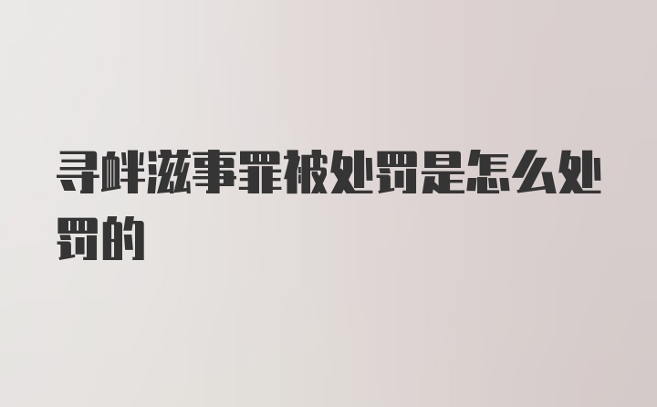 寻衅滋事罪被处罚是怎么处罚的