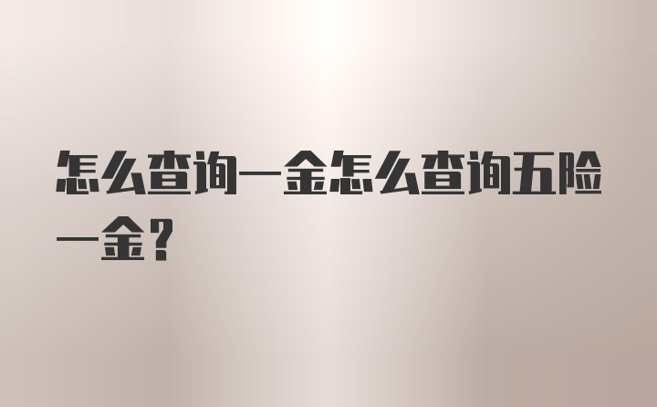 怎么查询一金怎么查询五险一金？