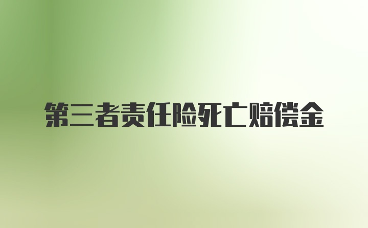 第三者责任险死亡赔偿金