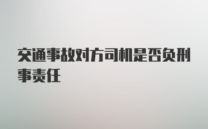 交通事故对方司机是否负刑事责任