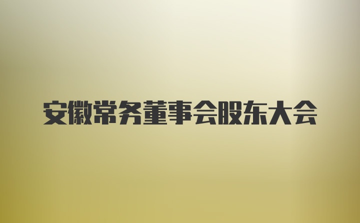 安徽常务董事会股东大会