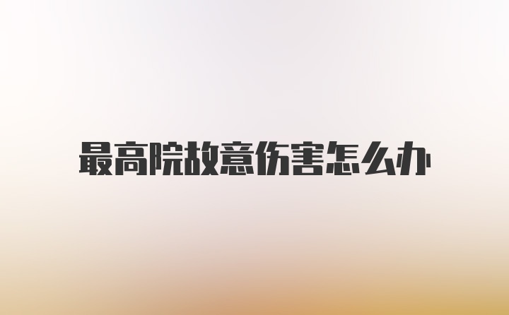 最高院故意伤害怎么办