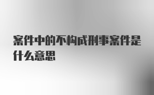 案件中的不构成刑事案件是什么意思