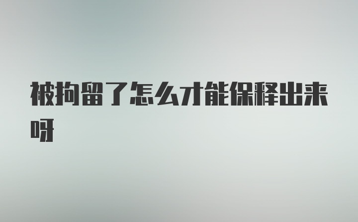 被拘留了怎么才能保释出来呀