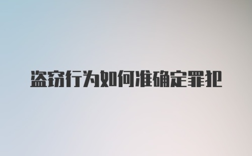 盗窃行为如何准确定罪犯