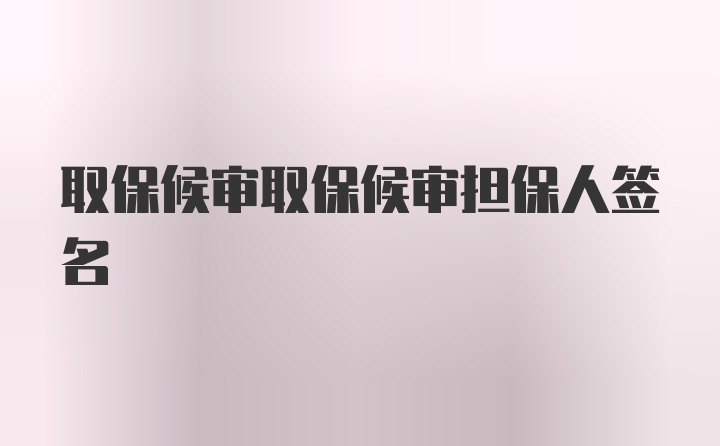 取保候审取保候审担保人签名