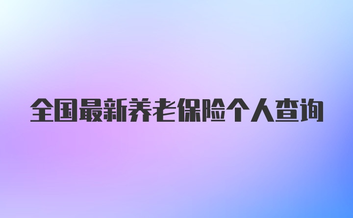 全国最新养老保险个人查询