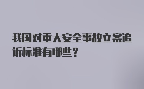 我国对重大安全事故立案追诉标准有哪些？