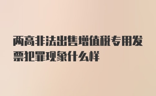 两高非法出售增值税专用发票犯罪现象什么样