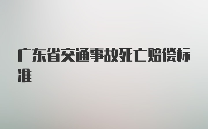 广东省交通事故死亡赔偿标准