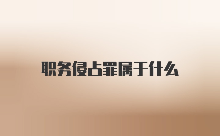 职务侵占罪属于什么