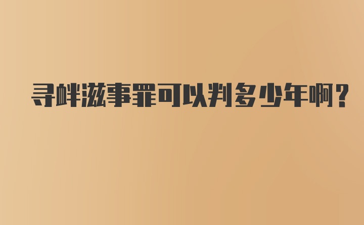 寻衅滋事罪可以判多少年啊？