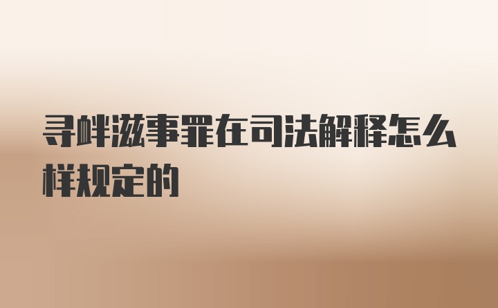 寻衅滋事罪在司法解释怎么样规定的