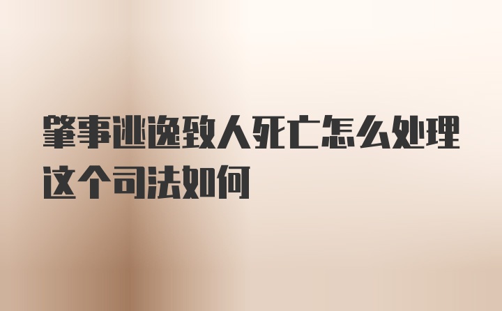 肇事逃逸致人死亡怎么处理这个司法如何