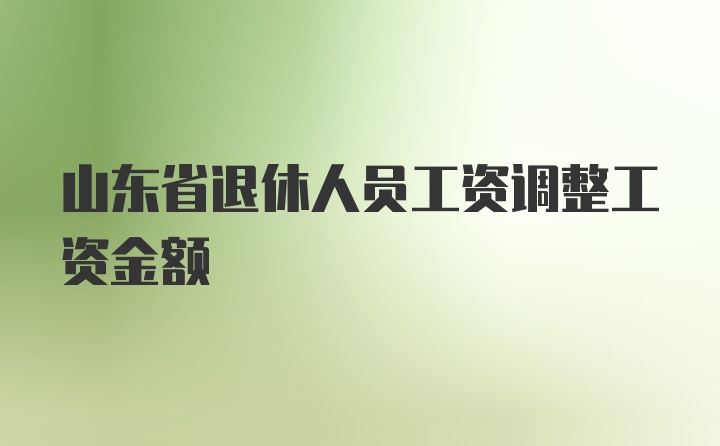 山东省退休人员工资调整工资金额