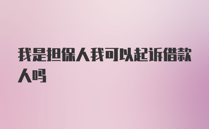 我是担保人我可以起诉借款人吗