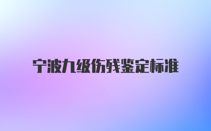 宁波九级伤残鉴定标准