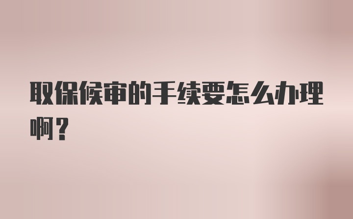 取保候审的手续要怎么办理啊？