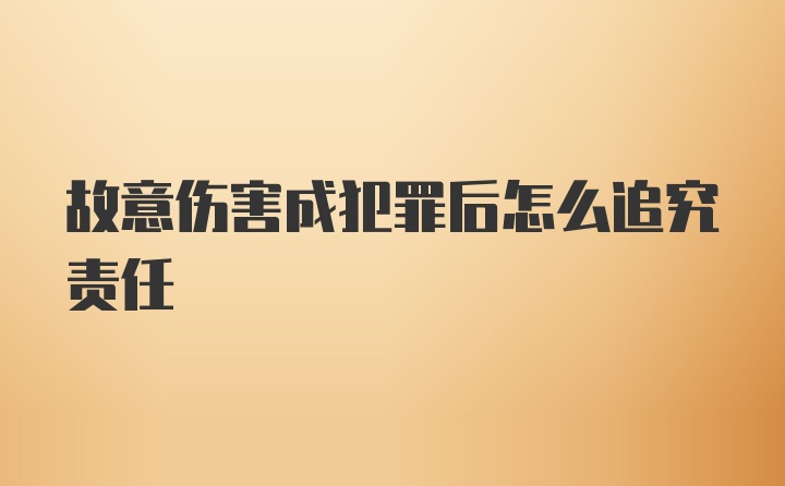 故意伤害成犯罪后怎么追究责任