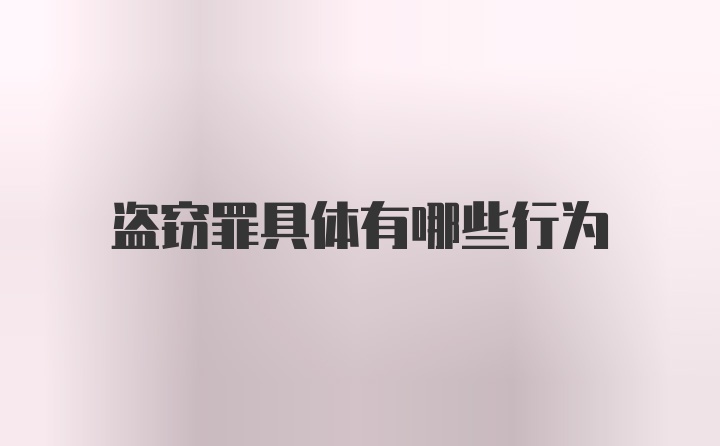 盗窃罪具体有哪些行为