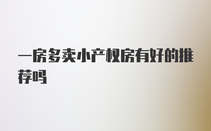 一房多卖小产权房有好的推荐吗