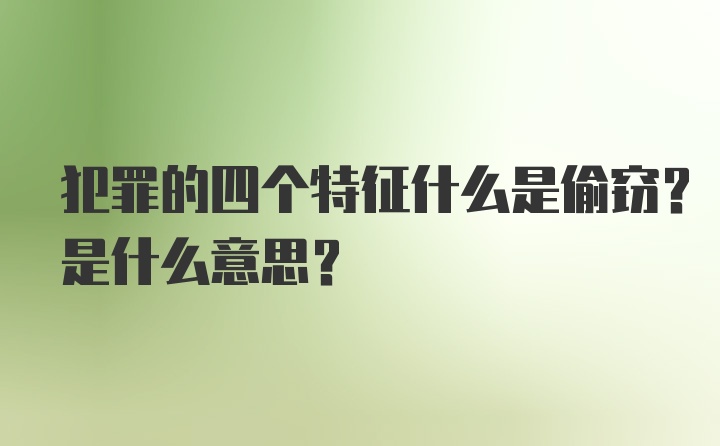 犯罪的四个特征什么是偷窃？是什么意思？