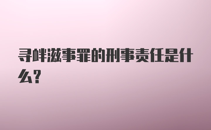 寻衅滋事罪的刑事责任是什么?