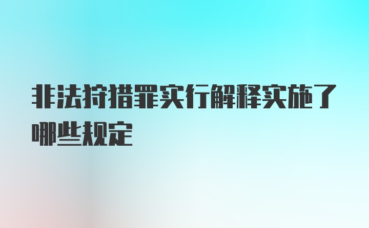 非法狩猎罪实行解释实施了哪些规定