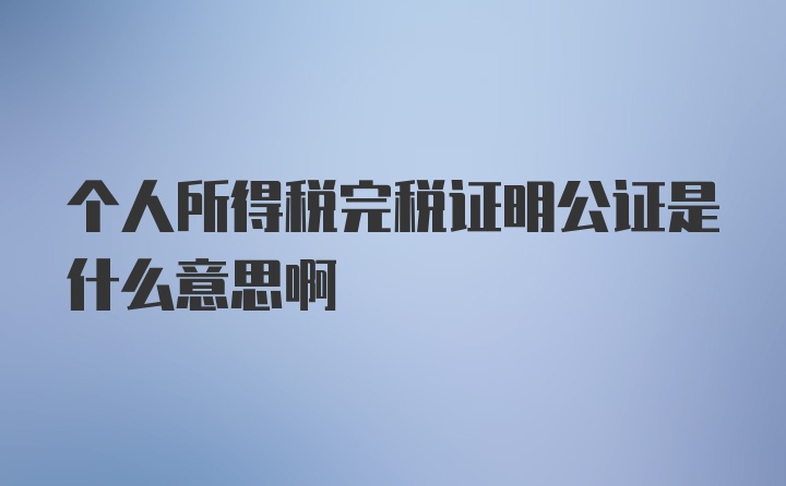 个人所得税完税证明公证是什么意思啊