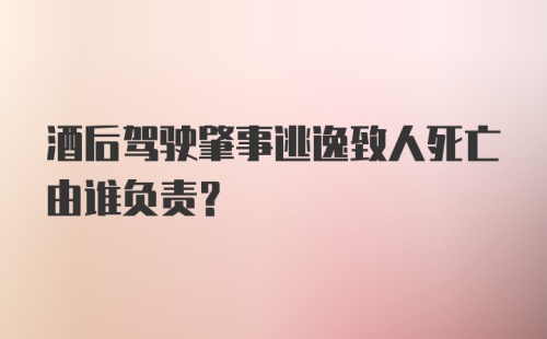 酒后驾驶肇事逃逸致人死亡由谁负责?