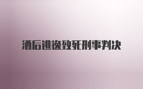 酒后逃逸致死刑事判决