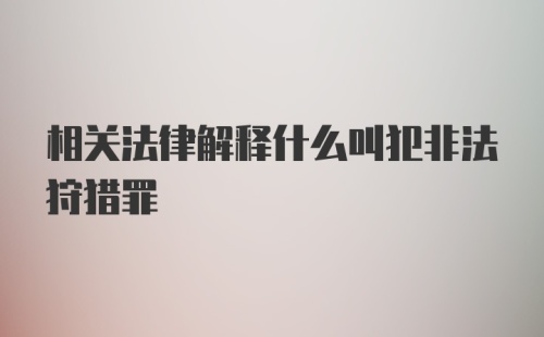 相关法律解释什么叫犯非法狩猎罪