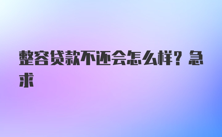 整容贷款不还会怎么样?急求