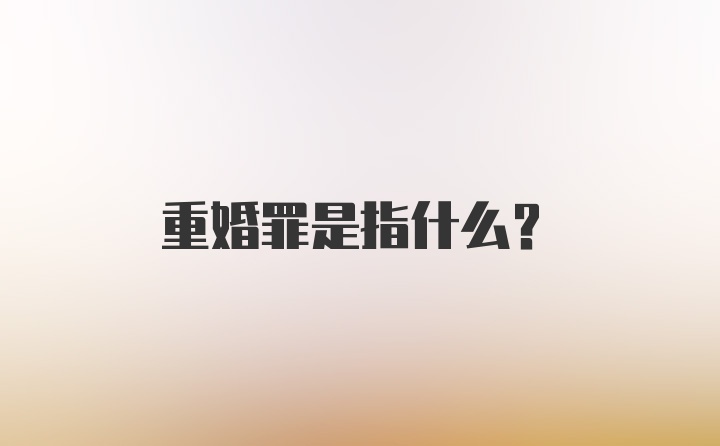 重婚罪是指什么？