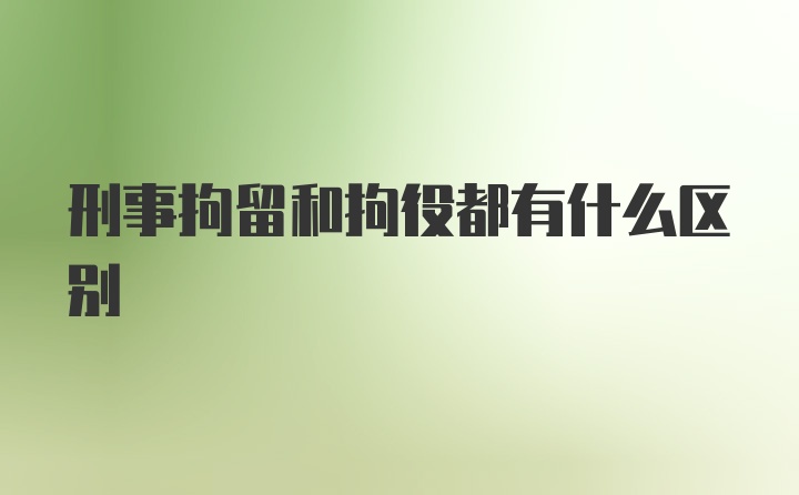 刑事拘留和拘役都有什么区别