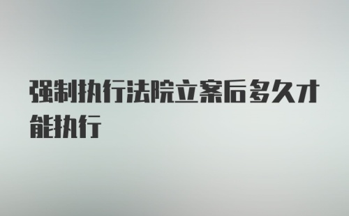 强制执行法院立案后多久才能执行