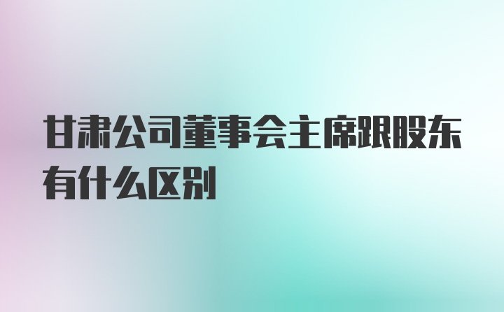 甘肃公司董事会主席跟股东有什么区别