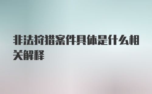 非法狩猎案件具体是什么相关解释