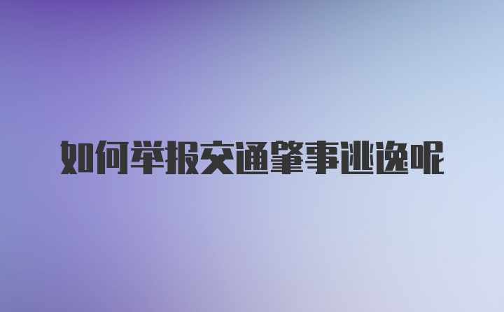 如何举报交通肇事逃逸呢