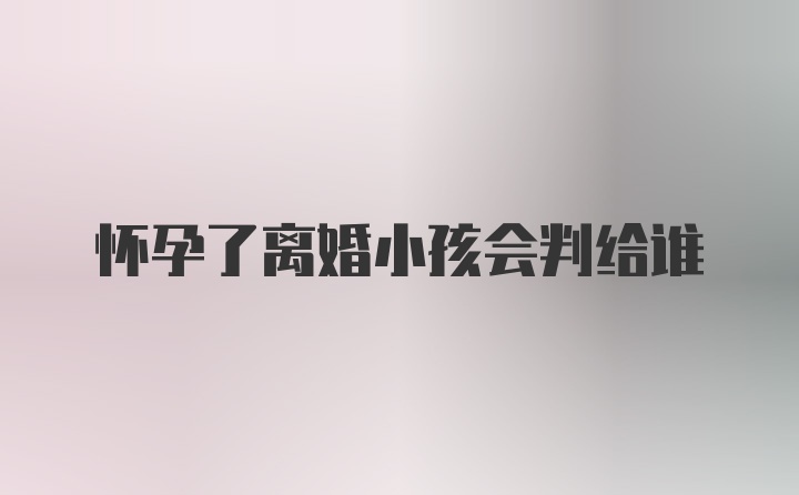 怀孕了离婚小孩会判给谁