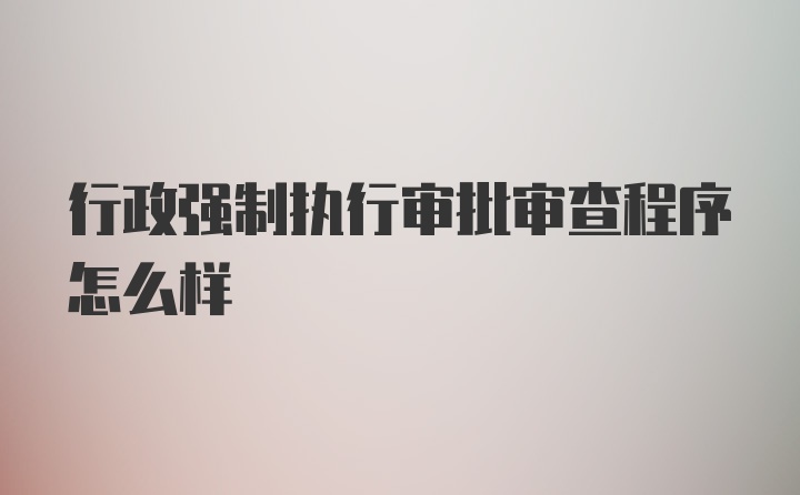 行政强制执行审批审查程序怎么样