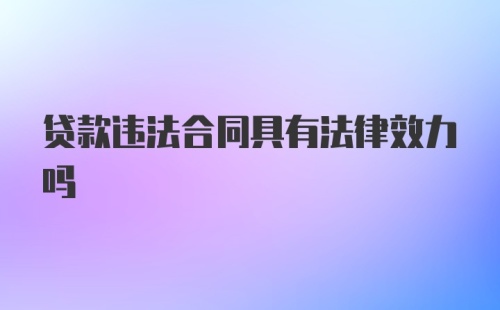 贷款违法合同具有法律效力吗