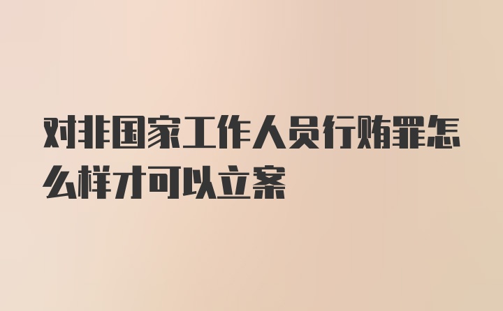 对非国家工作人员行贿罪怎么样才可以立案