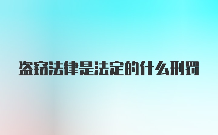 盗窃法律是法定的什么刑罚