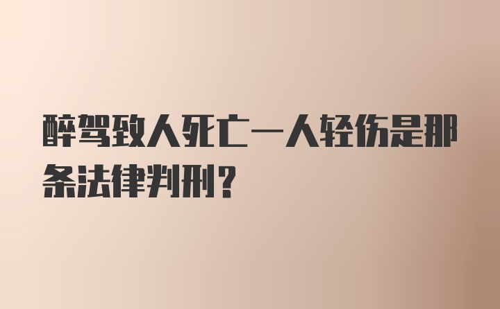 醉驾致人死亡一人轻伤是那条法律判刑?