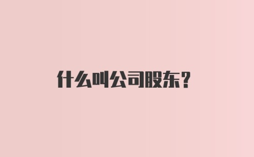 什么叫公司股东？