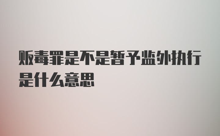 贩毒罪是不是暂予监外执行是什么意思