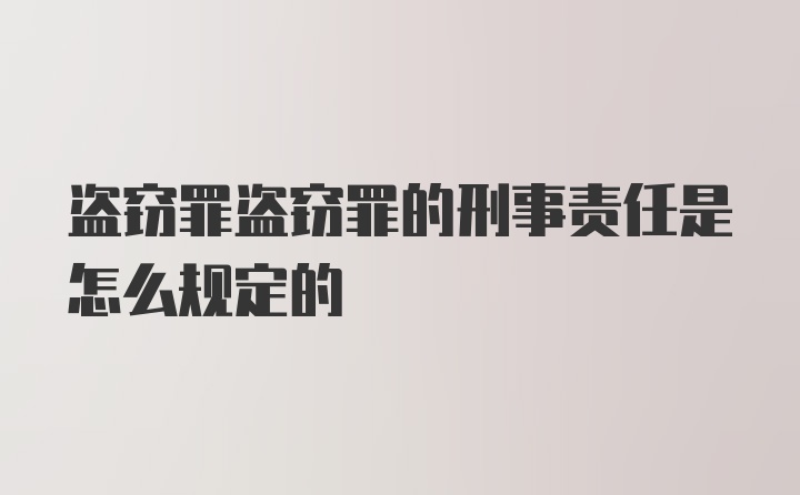 盗窃罪盗窃罪的刑事责任是怎么规定的