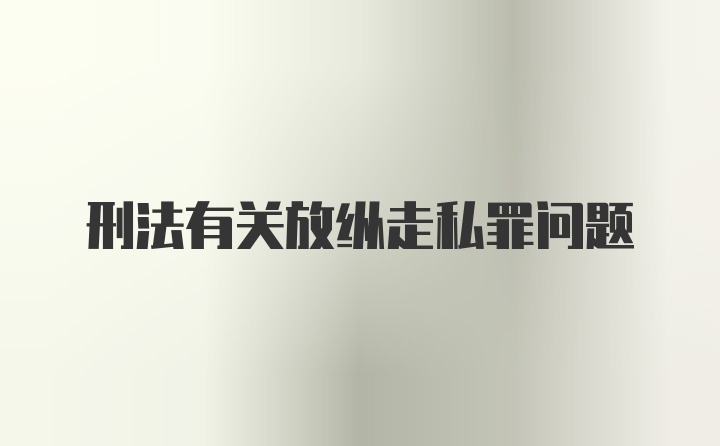 刑法有关放纵走私罪问题